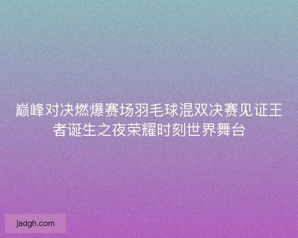 巅峰对决燃爆赛场羽毛球混双决赛见证王者诞生之夜荣耀时刻世界舞台